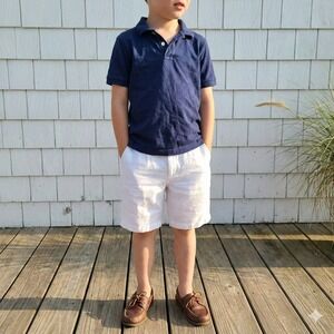 Crewcuts White Linen Blend Shorts Kids‎ Size 10 Elastic Waist Pull On